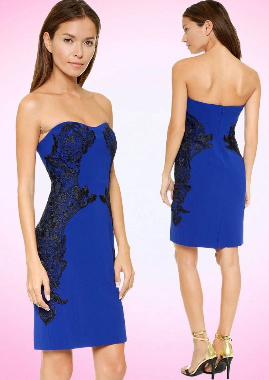 Diane Von Furstenberg Isabella Cosmic Cobalt Black Lace Dress